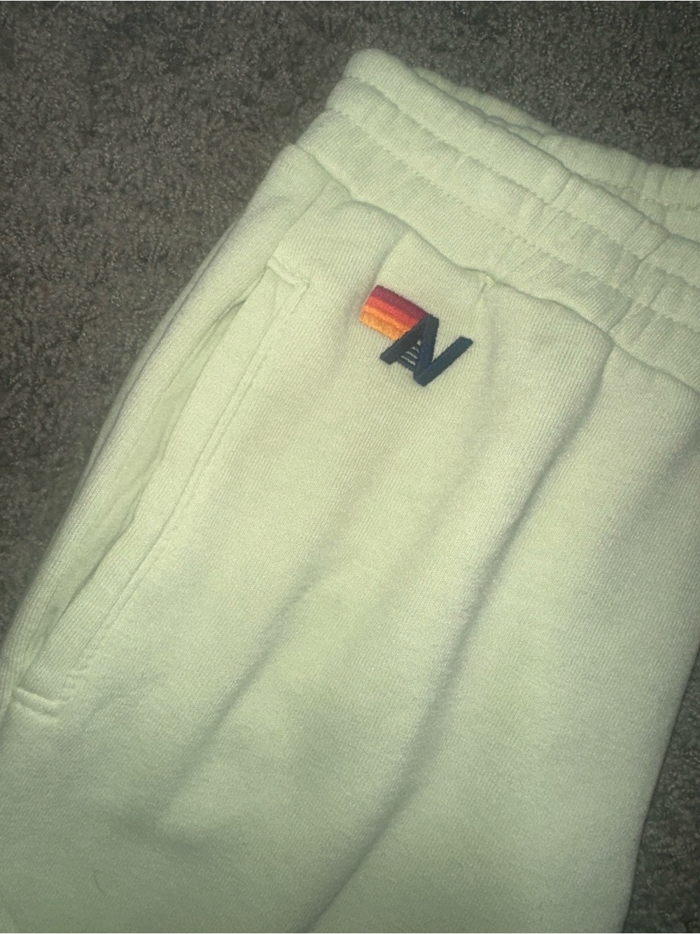 Aviator Nation Wide Leg Pocket Sweatpants Lime Cream M NWOT